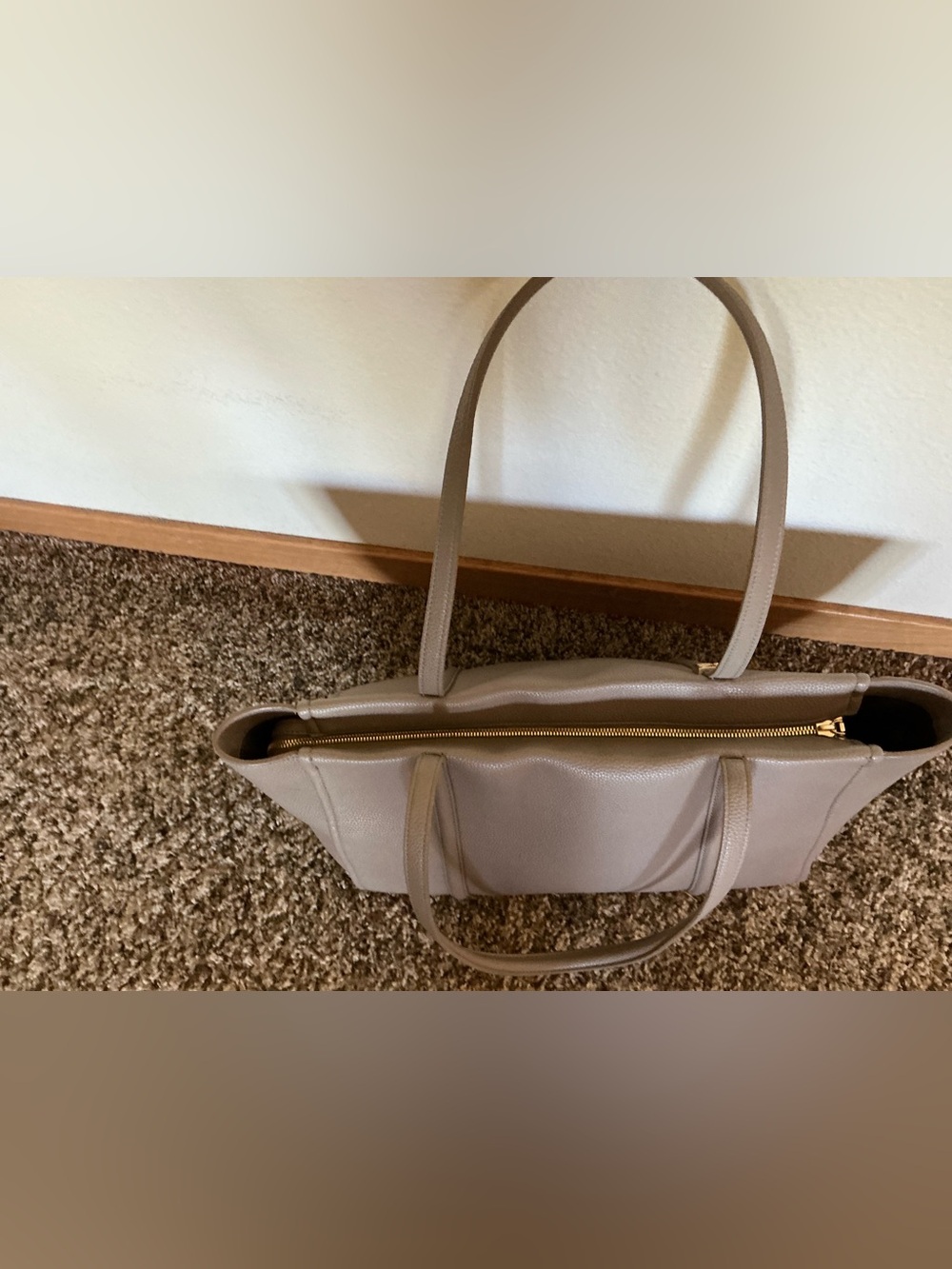 NEW $169 CALVIN KLEIN Dessert TAUPE PURSE Emblem Logo Hardware Pebble Tote Bag - Picture 5 of 12